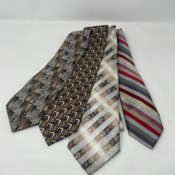 Bundle of brown/gold vintage men’s silk ties - Picture 1 of 11